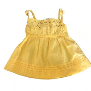 Janie And Jack Yellow Brown Dots Smocked Tie Tank Top Girls Size 12-18 Months